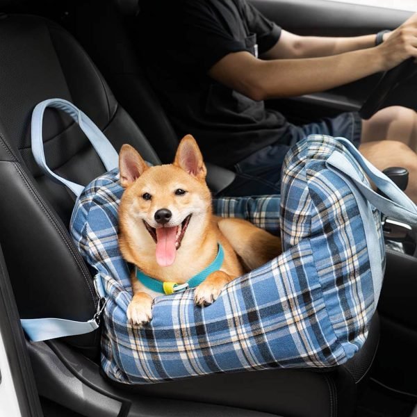 Vintage Plaid Travel Safety Dog Car Seat Bed - Image 8